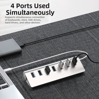 7-port USB 3.0 hub su DC maitinimo jungtimi | USB 3.0 sąsaja | perdavimo greitis 5 Gbps | 30 cm kabelis