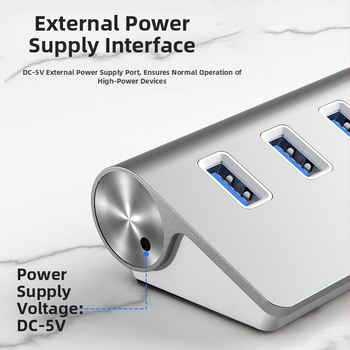 7-port USB 3.0 hub su DC maitinimo jungtimi | USB 3.0 sąsaja | perdavimo greitis 5 Gbps | 30 cm kabelis