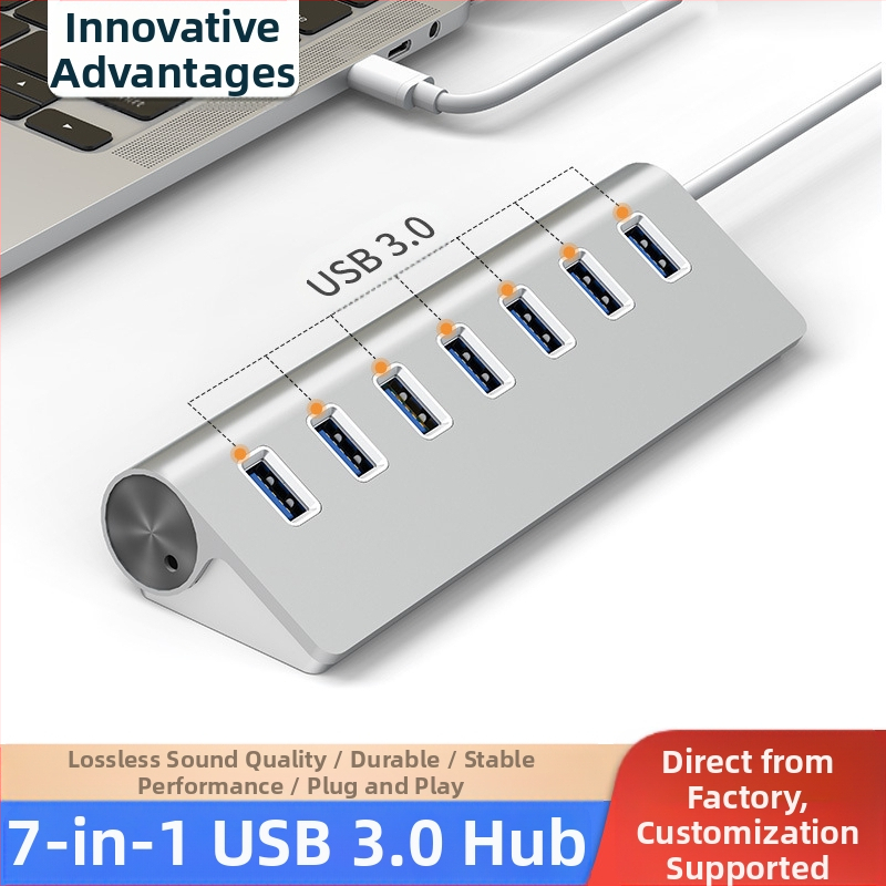7-port USB 3.0 hub su DC maitinimo jungtimi | USB 3.0 sąsaja | perdavimo greitis 5 Gbps | 30 cm kabelis