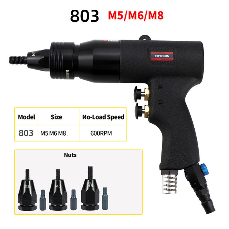 Πνευματικό εργαλείο τοποθέτησης ριβντ νημάτων (rivnut), μοντέλο 802, συμβατό με M3–M12, για συγκόλληση ριβντ νημάτων σε πόρτες και τζάμια αυτοκινήτων