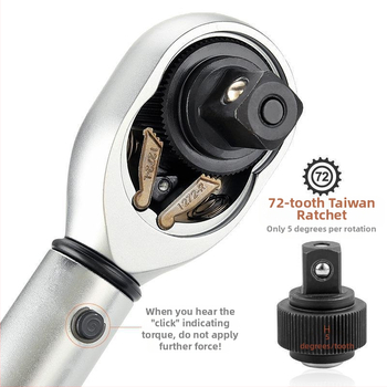 Регулируем динамометричен ключ с лека дръжка, корпус от хром-ванадий стомана, прецизност ±3%, за завиване на свещи в автомобили и мотори