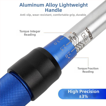 Регулируем динамометричен ключ с лека дръжка, корпус от хром-ванадий стомана, прецизност ±3%, за завиване на свещи в автомобили и мотори