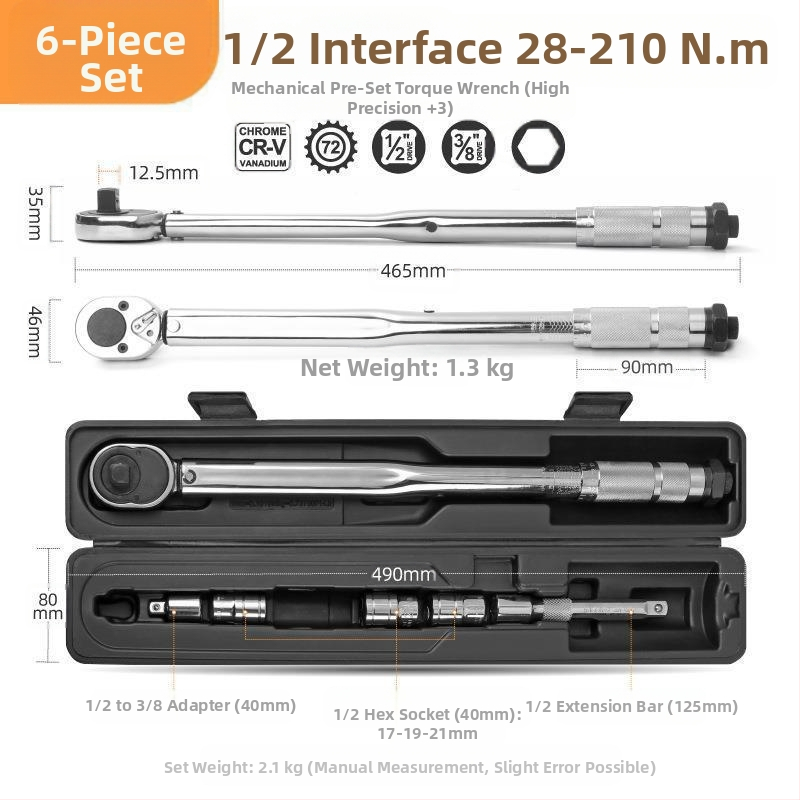 Регулируем динамометричен ключ с лека дръжка, корпус от хром-ванадий стомана, прецизност ±3%, за завиване на свещи в автомобили и мотори