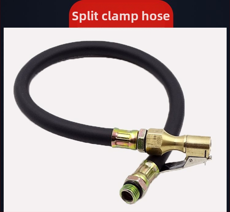 Автомобилен щуцер за клапан на гума със самозаключваща се дюза, надуваща тръба, манометър за налягането на гумата и удълнител за въздух