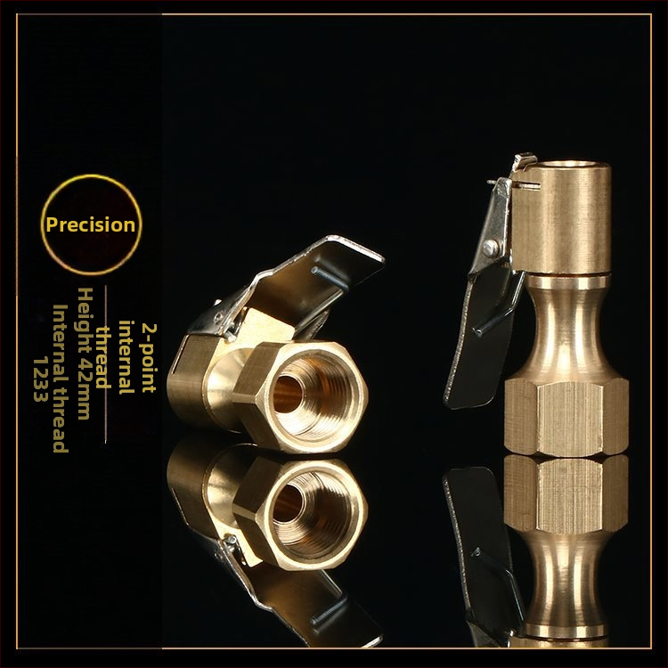 Автомобилен щуцер за клапан на гума със самозаключваща се дюза, надуваща тръба, манометър за налягането на гумата и удълнител за въздух