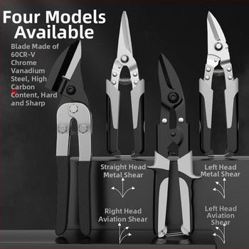 Pramoninės metalinės žirklės – daugiapraktiškos aviacinės žirklės plieninėms lakštams, Oudisi