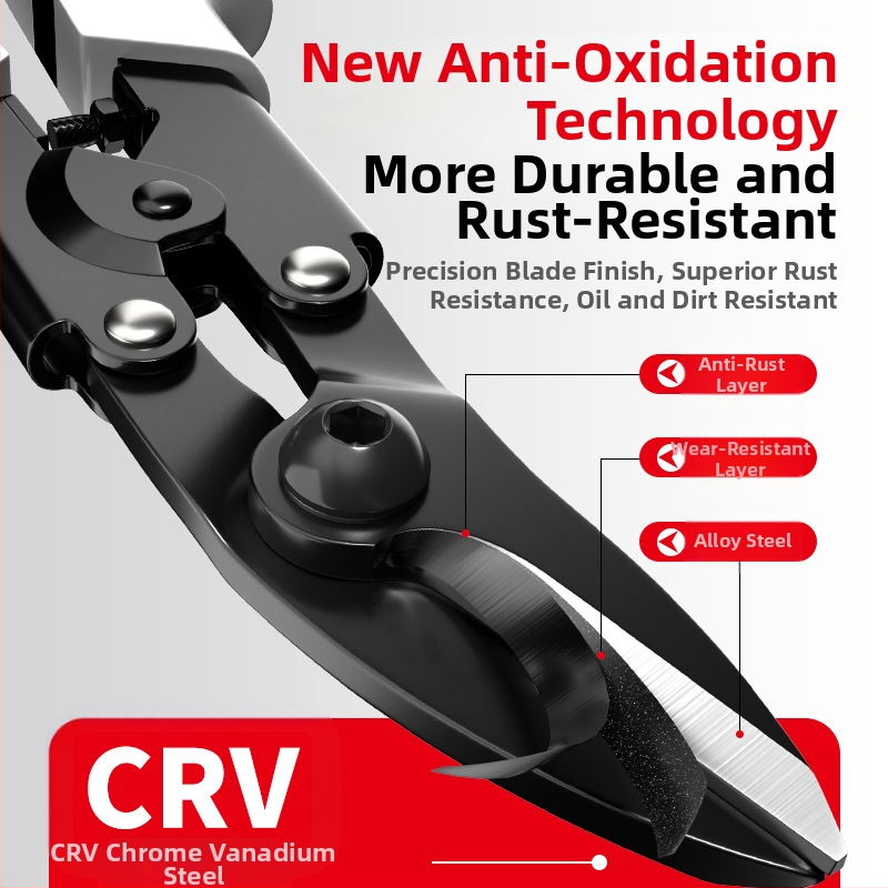 Pramoninės metalinės žirklės – daugiapraktiškos aviacinės žirklės plieninėms lakštams, Oudisi