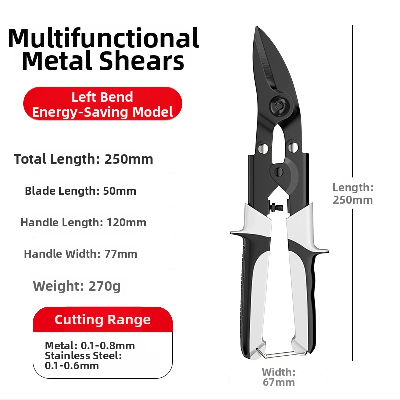 Pramoninės metalinės žirklės – daugiapraktiškos aviacinės žirklės plieninėms lakštams, Oudisi