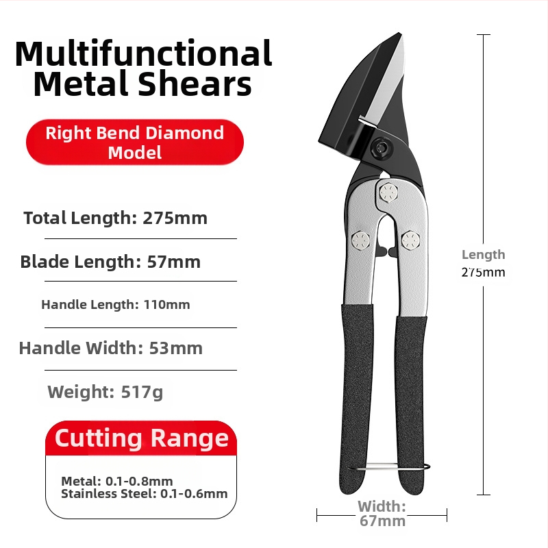 Pramoninės metalinės žirklės – daugiapraktiškos aviacinės žirklės plieninėms lakštams, Oudisi