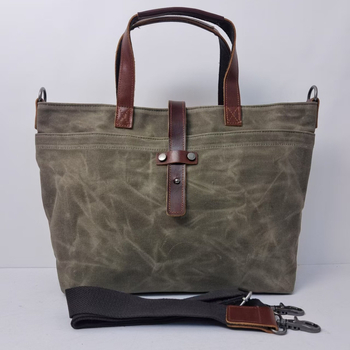 Чанта от маслен канвас – корейски стил, унисекс, проста чанта за носене в ръка или през рамо, прегъви, casual винтидж дизайн