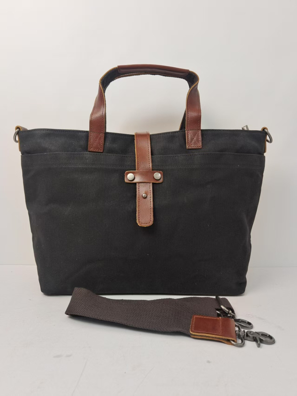 Olajos viaszos vászontáska – koreai stílusú, uniszex, egyszerű kézi/válltáska, plisírozott részletek, casual vintage dizájn