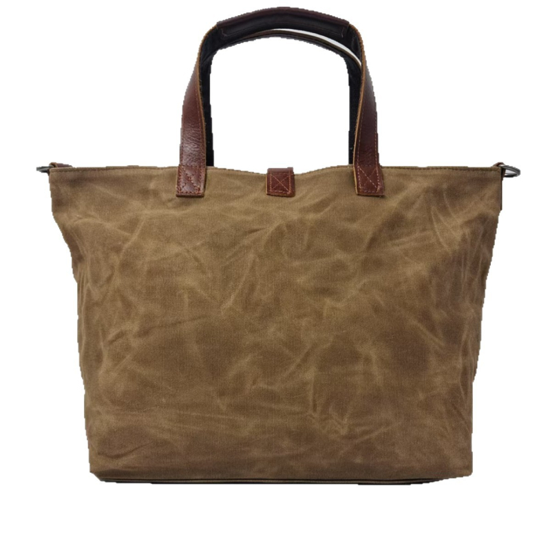 Olajos viaszos vászontáska – koreai stílusú, uniszex, egyszerű kézi/válltáska, plisírozott részletek, casual vintage dizájn