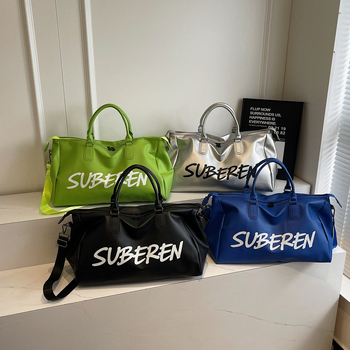 Ντουφελ τσάντα ταξιδιού με μεγάλη χωρητικότητα 20–35L, PU ύλικό, αναπνεύσιμη, εκτύπωση με γράμματα, street-style σχεδίαση