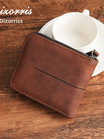 Vyriska piniginė su užtrauktuku, trumpas horizontalaus dizainas, monetų skyrius, išplečiamas skyrius, PU medžiaga