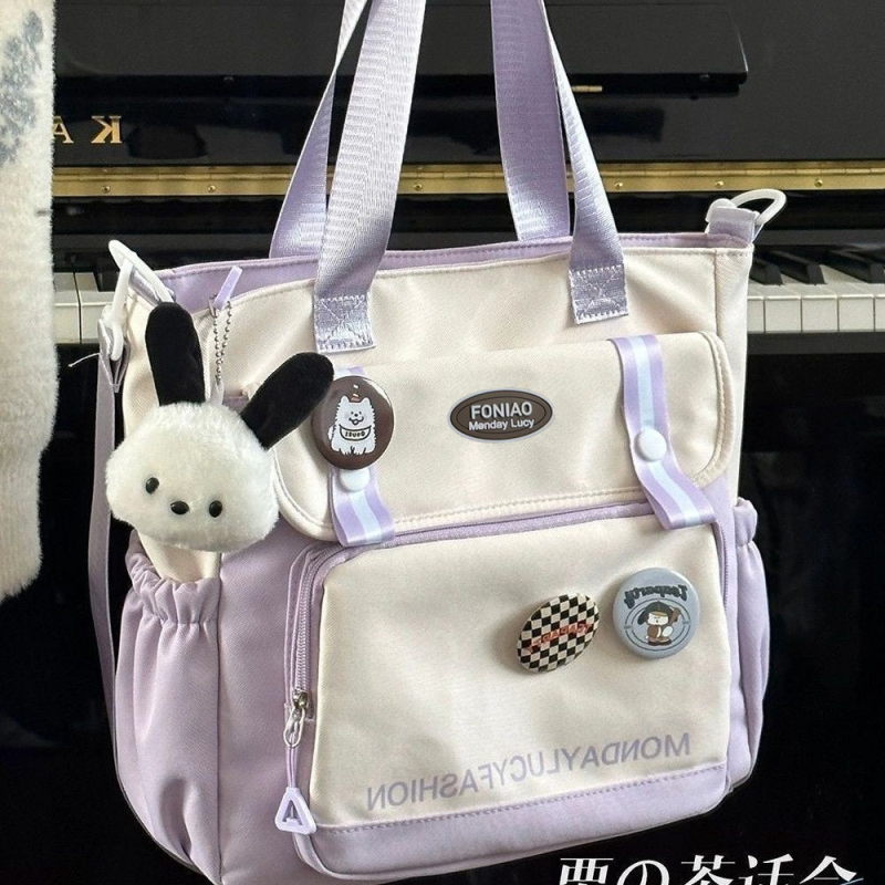 Нейлонова Tote чанта, свеж и сладък стил, за ежедневна употреба, лято 2024