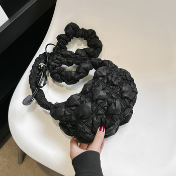 Τσάντα στον ώμο από Oxford ύφασμα, στυλ Tote, μορφή dumpling, φερμουάρ, επένδυση πολυεστέρα