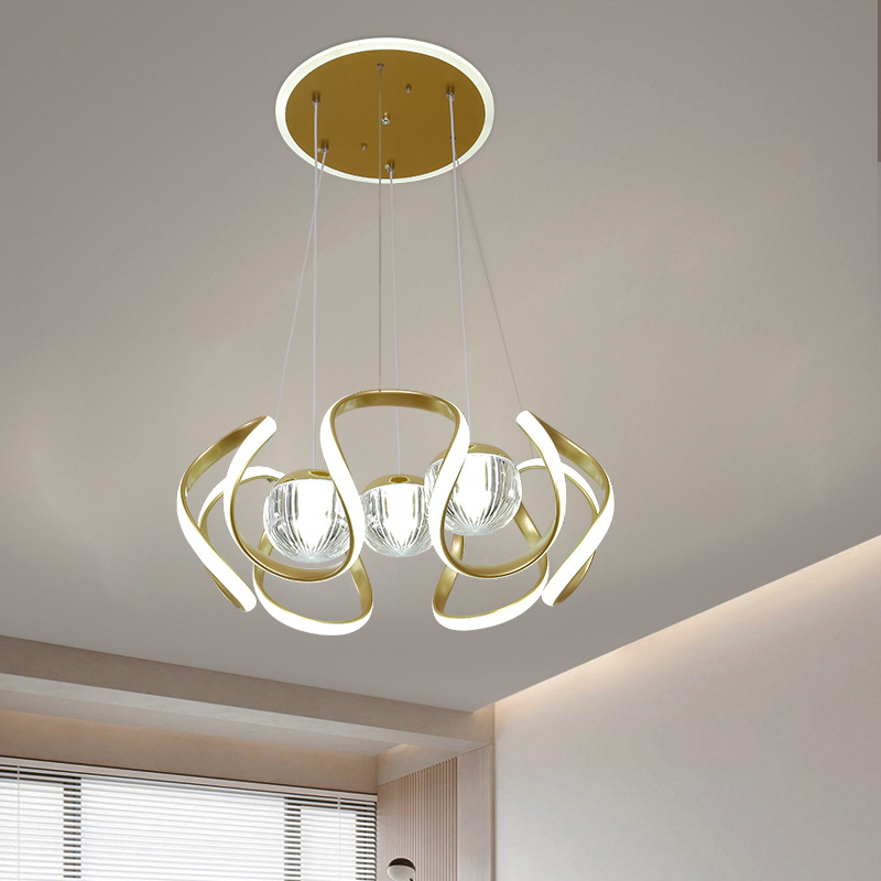 LED κρεμαστό φως τραπεζαρίας, μοντέρνος μινιμαλιστικός nordic στυλ, σιδερένιο κρεμαστό, LED πηγή, ακρυλικό σώμα, πολλαπλών κεφαλών