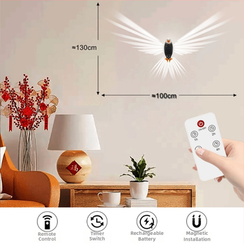 Νυχτερινό φως σε σχήμα πουλιού με προβολή και ambient φως, τηλεχειριστήριο, ενσωματωμένη μπαταρία, ABS αμπαζούρ για εσωτερική διακόσμηση