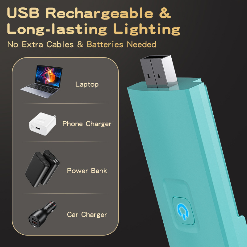 Λαμπτήρας ανάγνωσης με κλιπ για βιβλίο, ενσωματωμένη μπαταρία, USB επαναφορτιζόμενος, φορητός και αναδιπλούμενος, προστασία ματιών