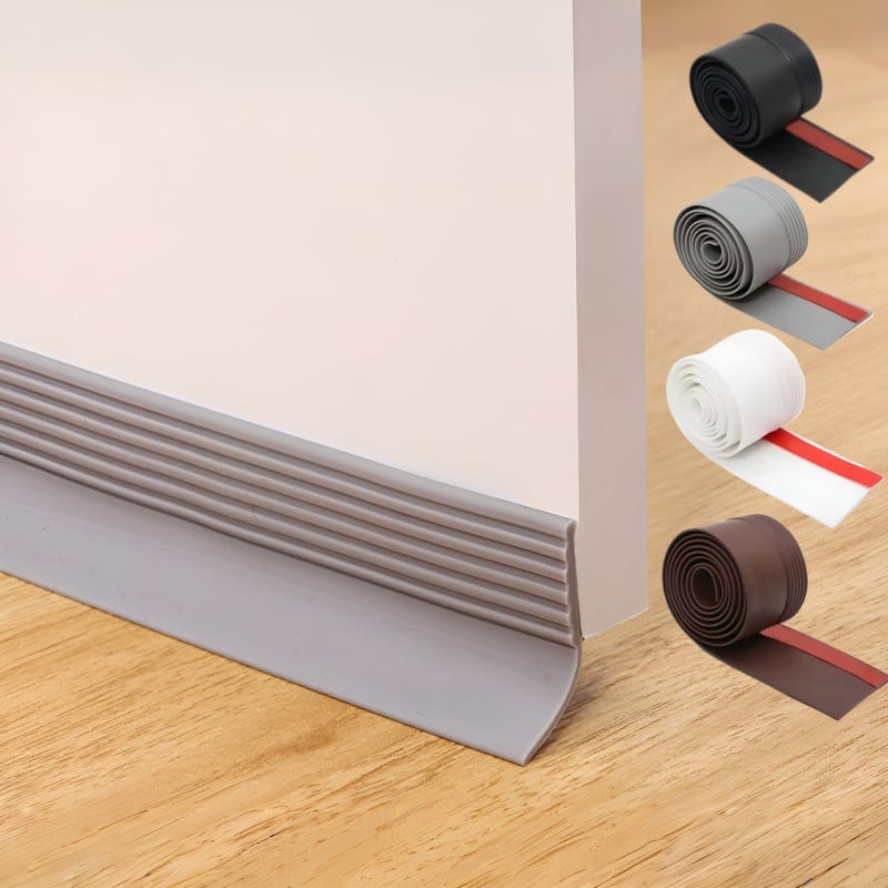 1 ролка самозалепваща силиконова уплътнителна лента за дъното на врата, подходяща за различни типове врати.