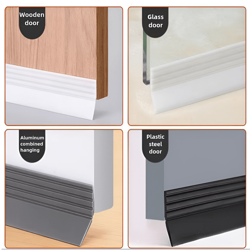 1 ролка самозалепваща силиконова уплътнителна лента за дъното на врата, подходяща за различни типове врати.