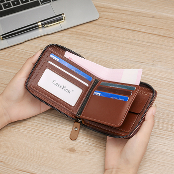 Vyrų kompakti PU odos piniginė, miesto paprastumas, CarrKen, 2023 m. pavasaris