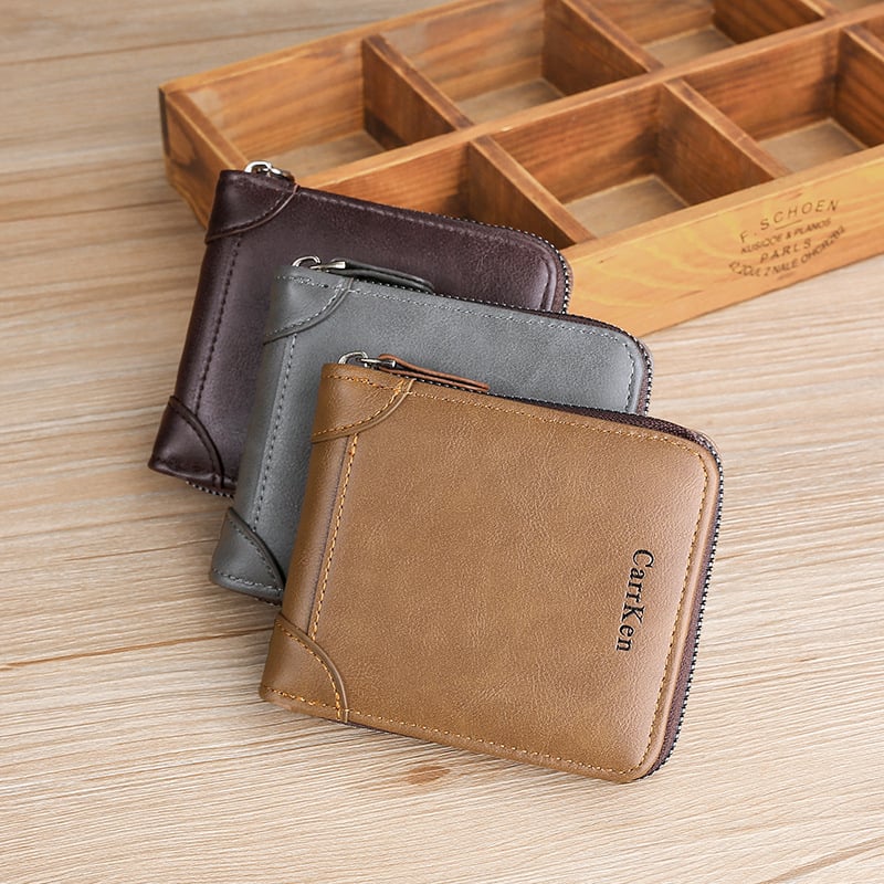 Vyrų kompakti PU odos piniginė, miesto paprastumas, CarrKen, 2023 m. pavasaris