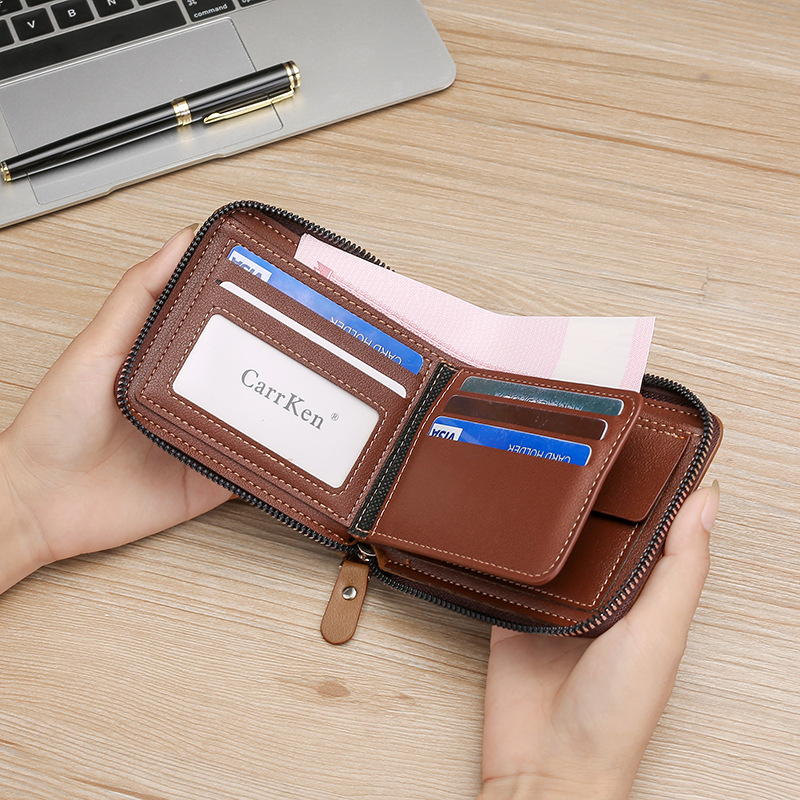 Vyrų kompakti PU odos piniginė, miesto paprastumas, CarrKen, 2023 m. pavasaris