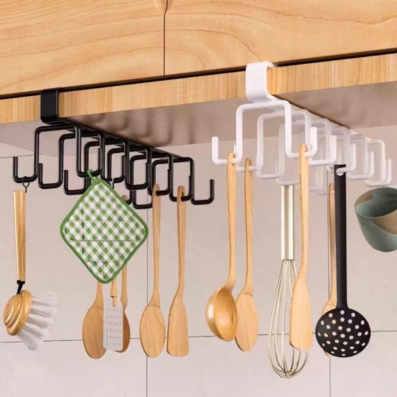 Geležinis virtuvės sieninis kabliukas su dviejų eilių laikikliu, be gręžimo, 5 kg apkrova, šiuolaikinis minimalistinis dizainas