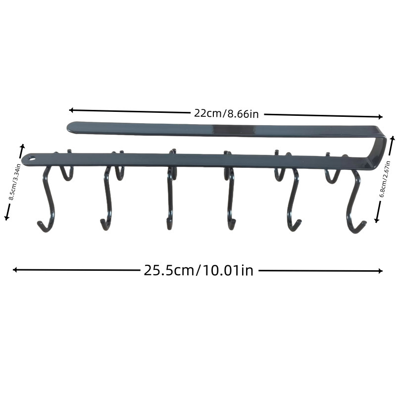 Geležinis virtuvės sieninis kabliukas su dviejų eilių laikikliu, be gręžimo, 5 kg apkrova, šiuolaikinis minimalistinis dizainas