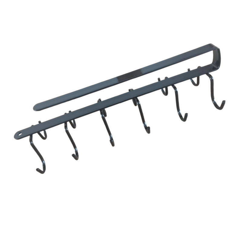 Geležinis virtuvės sieninis kabliukas su dviejų eilių laikikliu, be gręžimo, 5 kg apkrova, šiuolaikinis minimalistinis dizainas