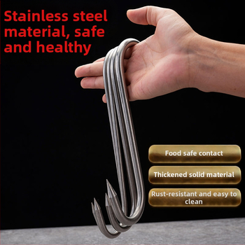 Nerūdijančio plieno daugiafunkcinė pakabinama kabė su dvigubu kabliu, 10 kg apkrova, 5 vnt., virtuvės mėsai kabinti