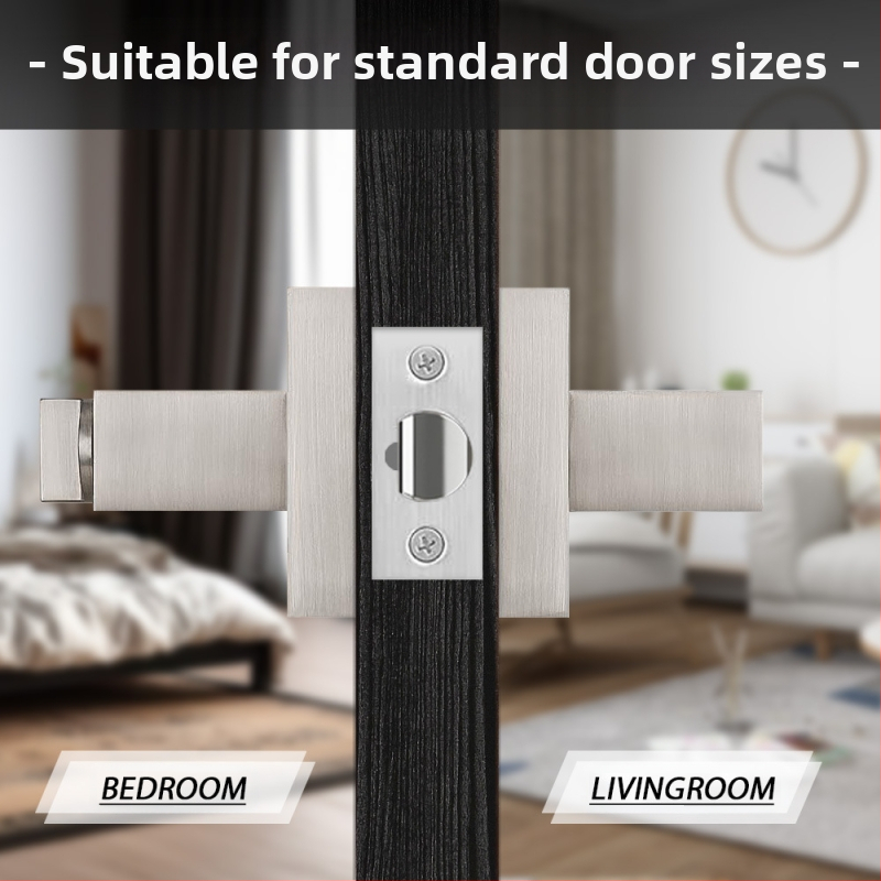 Алуминиева сплав ключалка за врата с дръжка – квадратен корпус, масивна конструкция, механизъм с три полюса, за врати на спалня и баня