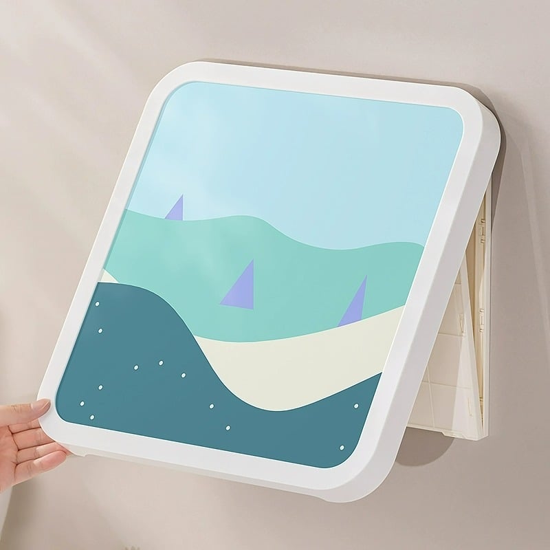 Sieninis vonios baldų drabužių spintelė, atspari vandeniui, be gręžimo, sulankstoma, iš plastiko, šiuolaikinio minimalistinio stiliaus.