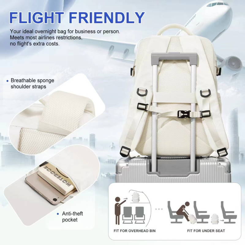 Ceļojumu mugursoma unisex, paplašināma 20–35L, piemērota 10 collu klēpjdatoram, elpojošas siksnas ar gaisa spilveniem, poliesters