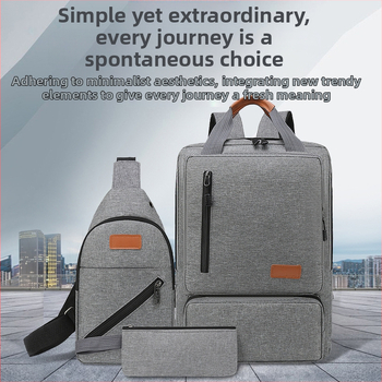 Σετ τριών σακιδίων για ταξίδι με θήκη για φορητό, unisex χαλαρό επιχειρηματικό σακίδιο, ύφασμα Oxford, χωρητικότητα 20–35L, διπλοί ιμάντες ώμου