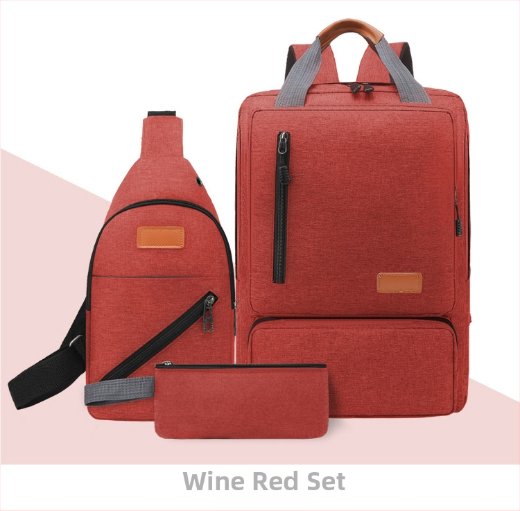 Σετ τριών σακιδίων για ταξίδι με θήκη για φορητό, unisex χαλαρό επιχειρηματικό σακίδιο, ύφασμα Oxford, χωρητικότητα 20–35L, διπλοί ιμάντες ώμου