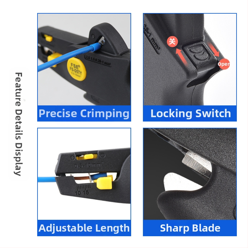 D5 леки автоматични клещи за обелване на кабели, изолационни, върховидна уста, тегло 0.2, Произход: Китай
