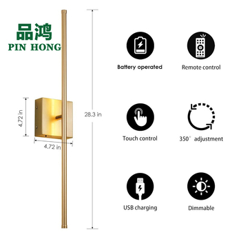 Φωτιστικό τοίχου με γραμμικό σχεδιασμό, αλουμινένιο σώμα, σκιά από PC, COB πηγή φωτός, 110V