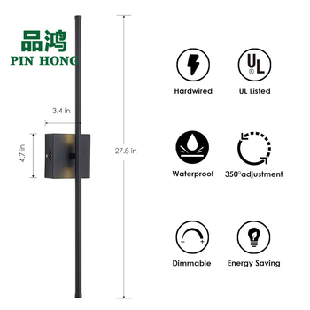 Φωτιστικό τοίχου με γραμμικό σχεδιασμό, αλουμινένιο σώμα, σκιά από PC, COB πηγή φωτός, 110V