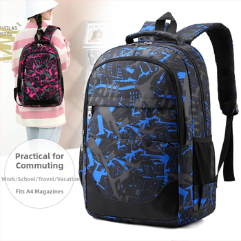 Rucsac unisex din nylon pentru studenți – design urban minimalist, capacitate 36–55L, poate găzdui laptop de 14 inch, model geometric