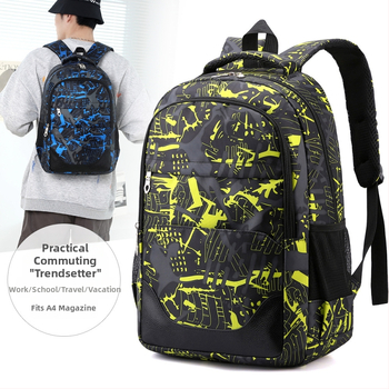 Ανδρικό-γυναικείο νάιλον σακίδιο για φοιτητές – αστικός μινιμαλιστικός σχεδιασμός, χωρητικότητα 36–55L, χωρά φορητό υπολογιστή 14 ιντσών, γεωμετρικό μοτίβο