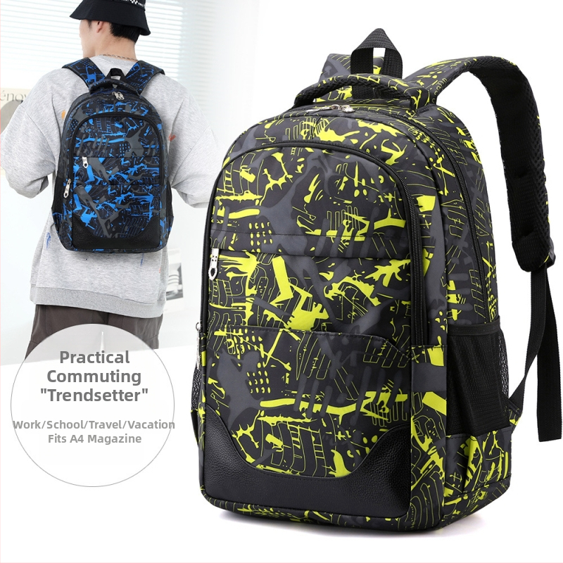 Rucsac unisex din nylon pentru studenți – design urban minimalist, capacitate 36–55L, poate găzdui laptop de 14 inch, model geometric