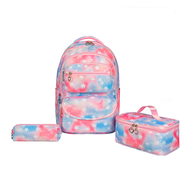 Rucsac școlar cu model geometric de stele pentru elevi de la începători și peste – Nailon, respirabil, impermeabil, rezistent la uzură, ușor