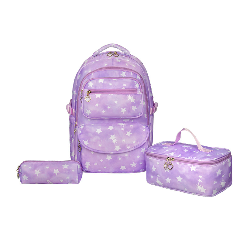 Rucsac școlar cu model geometric de stele pentru elevi de la începători și peste – Nailon, respirabil, impermeabil, rezistent la uzură, ușor
