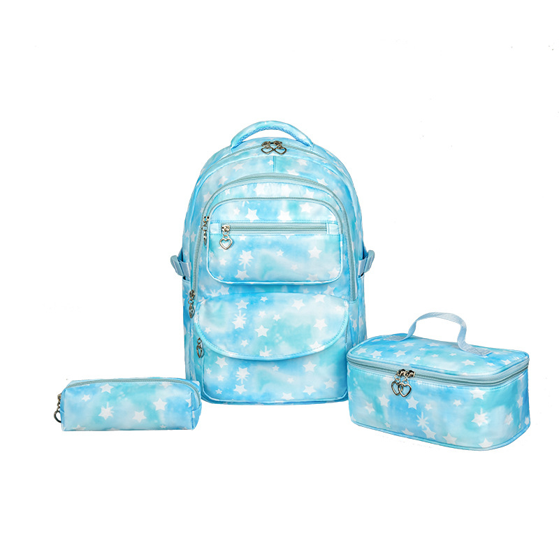 Rucsac școlar cu model geometric de stele pentru elevi de la începători și peste – Nailon, respirabil, impermeabil, rezistent la uzură, ușor