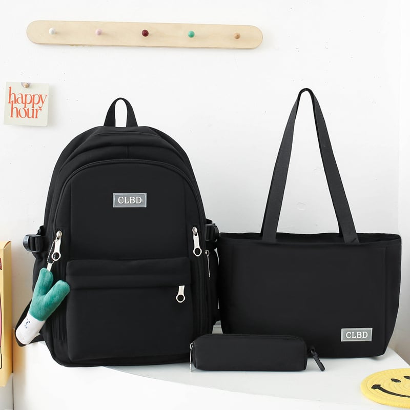 Rucsac școlar unisex din nailon, impermeabil, rezistent la uzură, reduce încărcarea și oferă susținere pentru coloana, căptușeală din poliester, design monocrom