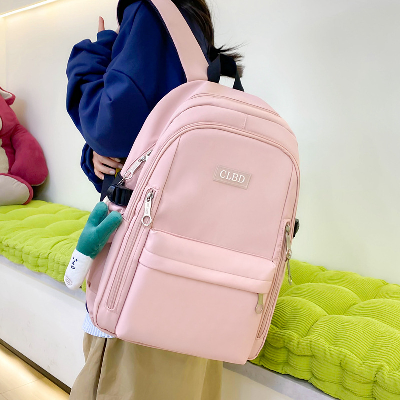 Rucsac școlar unisex din nailon, impermeabil, rezistent la uzură, reduce încărcarea și oferă susținere pentru coloana, căptușeală din poliester, design monocrom