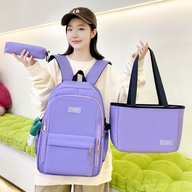 Rucsac școlar unisex din nailon, impermeabil, rezistent la uzură, reduce încărcarea și oferă susținere pentru coloana, căptușeală din poliester, design monocrom