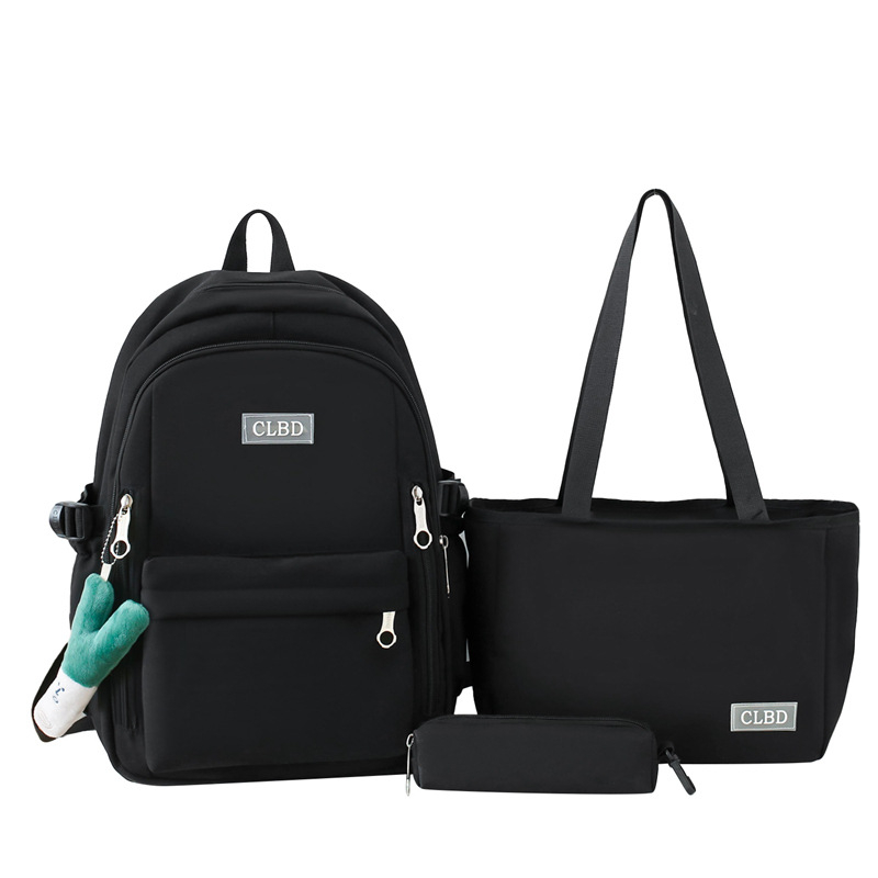 Rucsac școlar unisex din nailon, impermeabil, rezistent la uzură, reduce încărcarea și oferă susținere pentru coloana, căptușeală din poliester, design monocrom